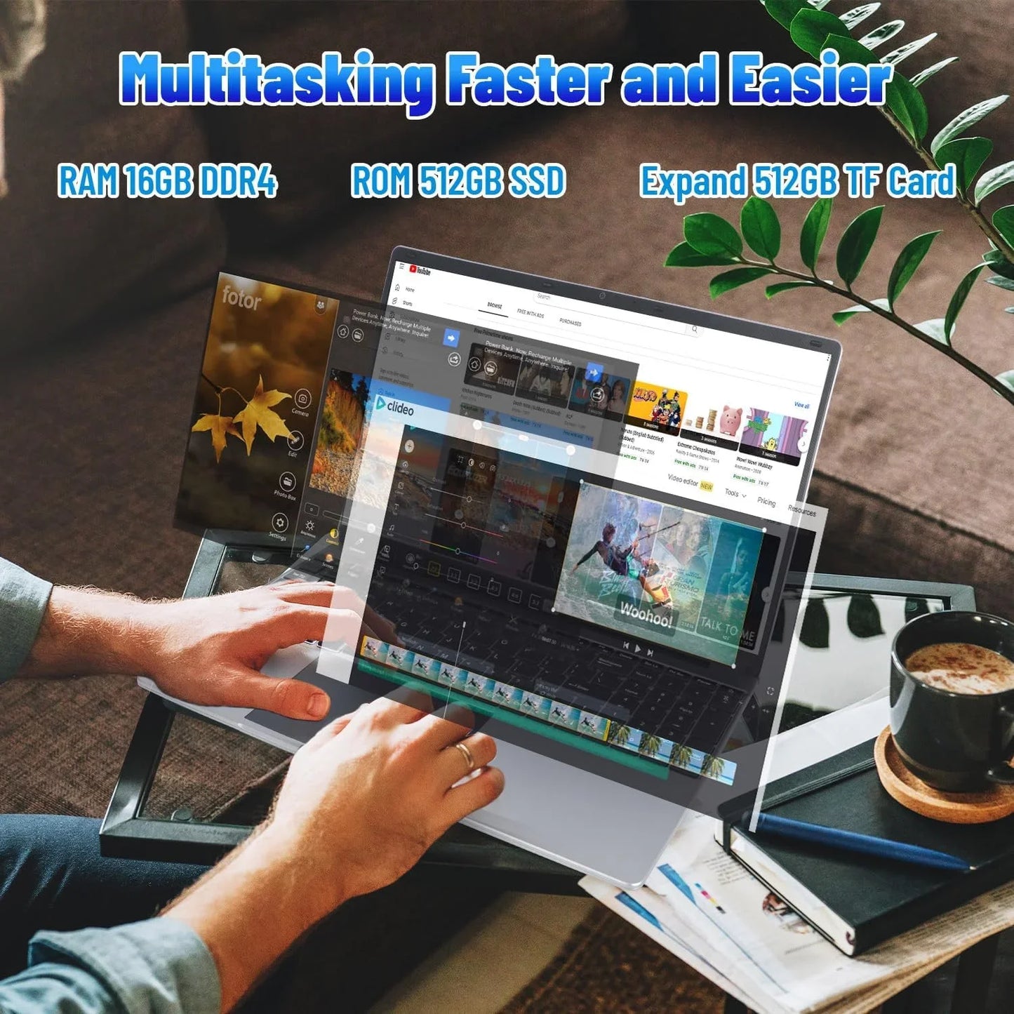URAO Laptop With Intel Celeron N5095, 16GB DDR4, 512GB SSD