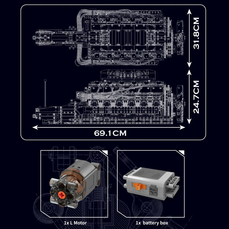 MOULD KING The Speed Car V12 Engine Building Block Set