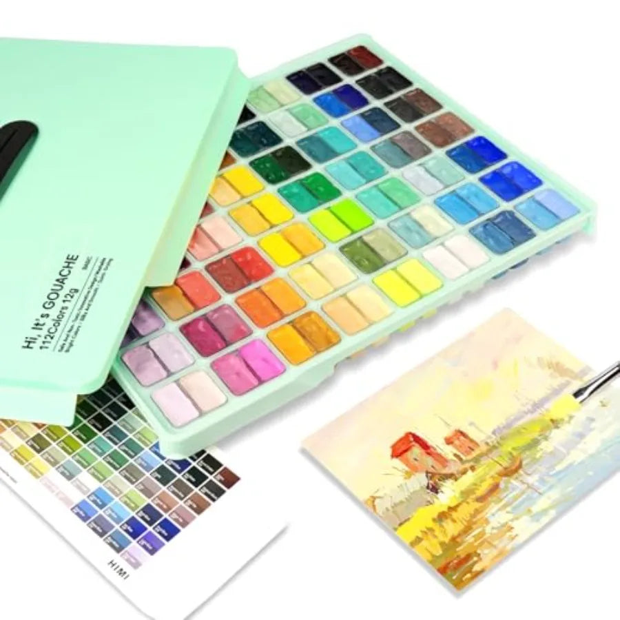 HIMI Gouache Paint Set, x 12g Twin Jelly Cup Design with Portable Case, Non-Toxic, Opaque Professional Paint for Canvas and Wat