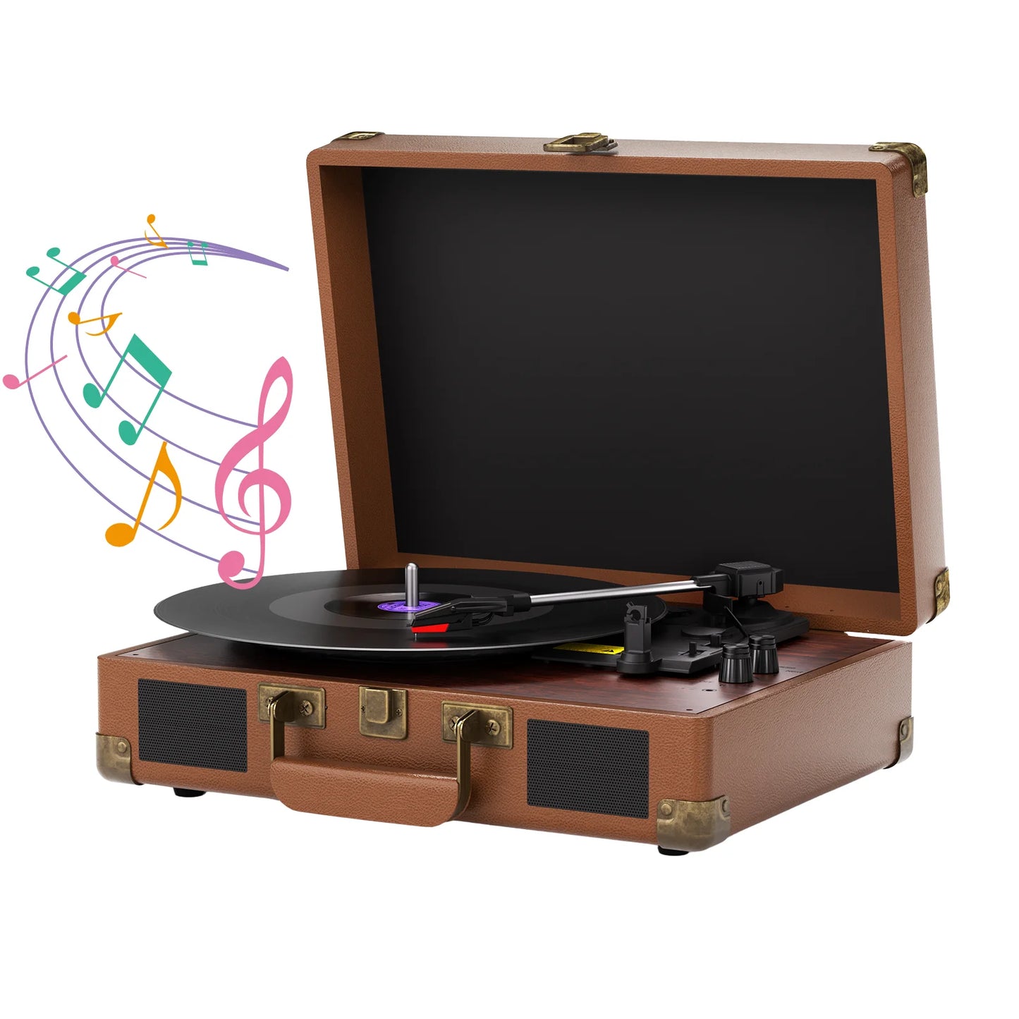 Maio 3-Speed Record Player With Built-In Stereo Speakers Headphone Jack
