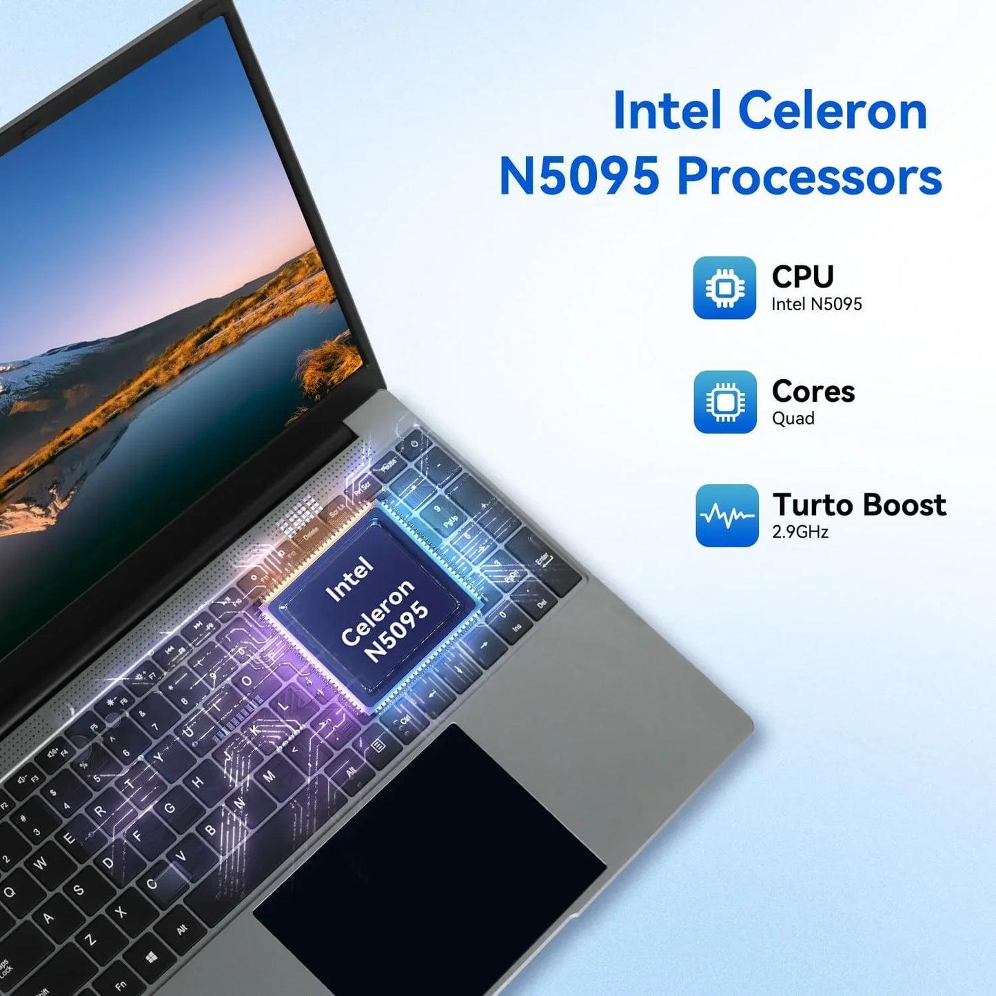 URAO Laptop With Intel Celeron N5095, 16GB DDR4, 512GB SSD