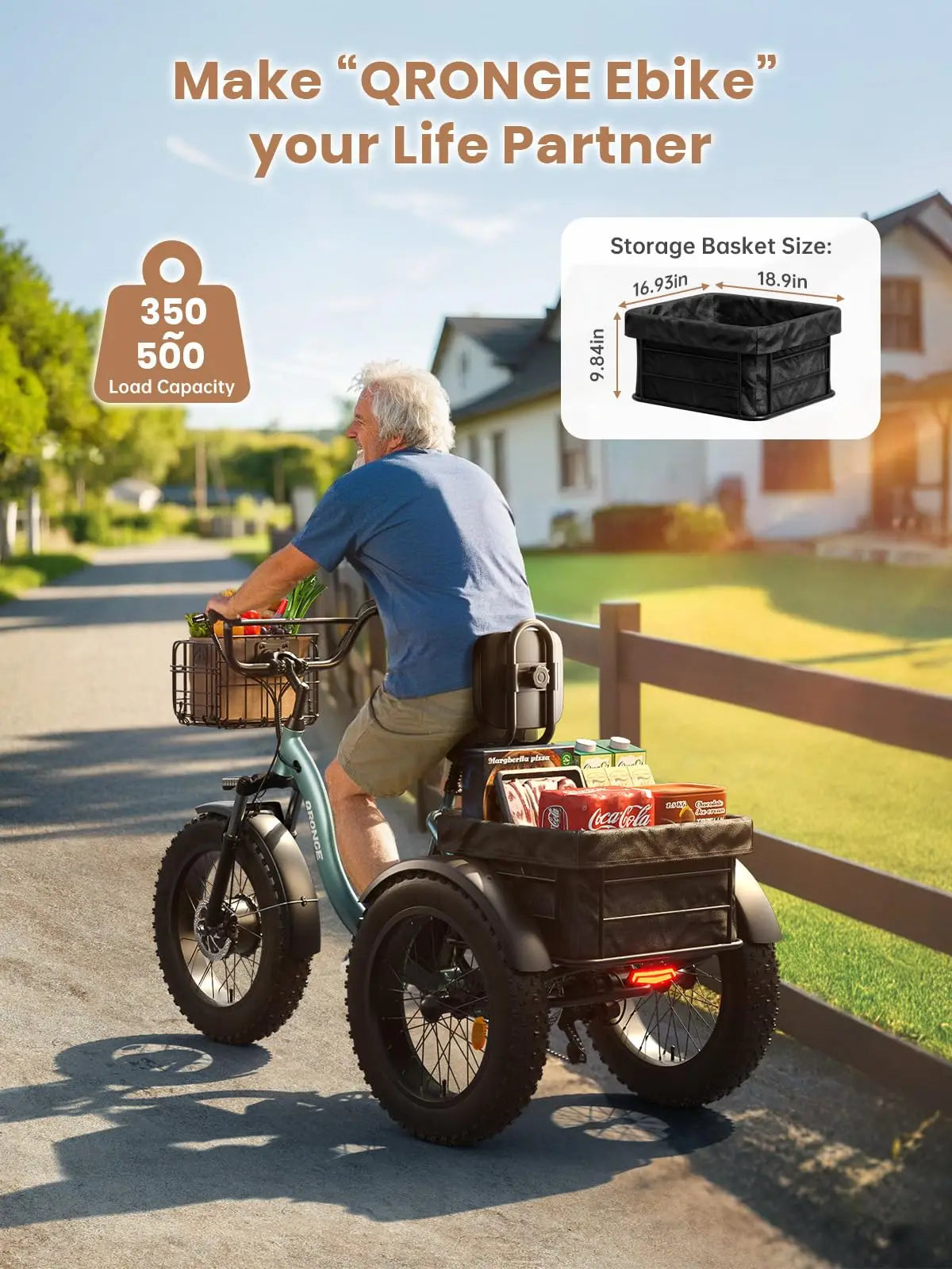 QRONGE Lava Electric Tricycle for Adults With 50 Mile Range