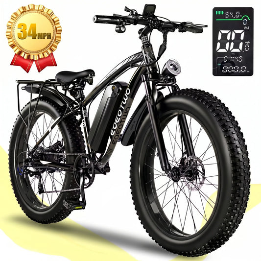 EOEOTWO 1500W Electric Fat Tire Bike 34MPH Ebike