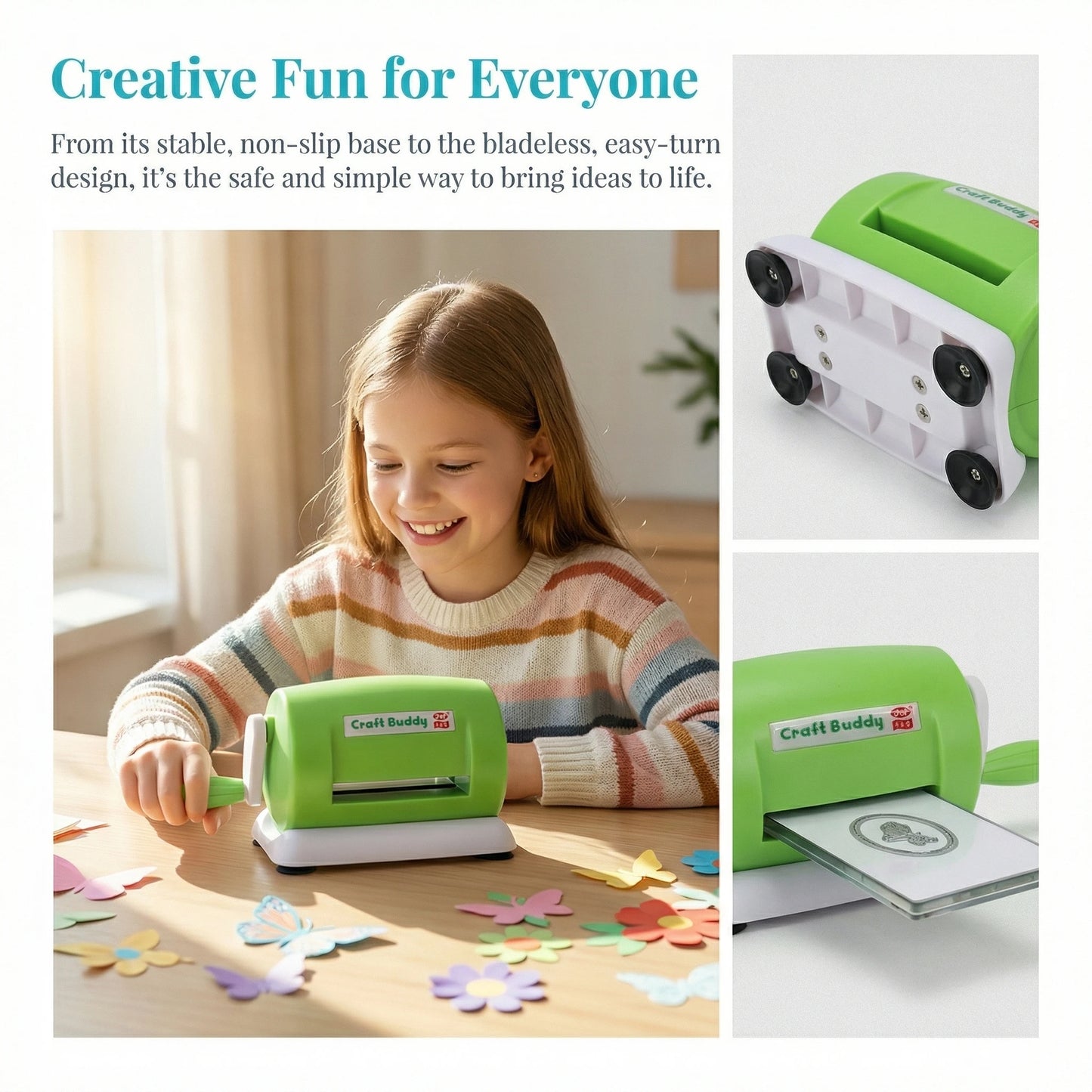 Craft Buddy Manual Die Cutting & Embossing Machine – 2-in-1 Portable Hand Crank Paper Cutter for Scrapbooking, Card Making, DIY