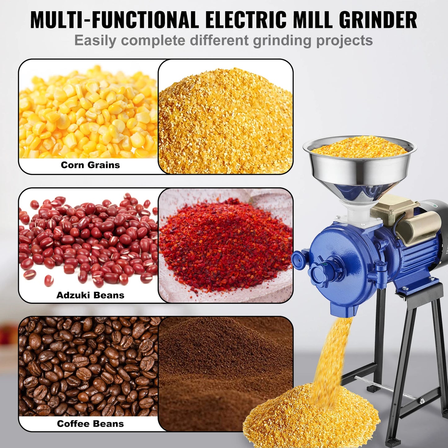 VEVOR 3000W Electric Grain Mill Grinder For Wheat And Corn
