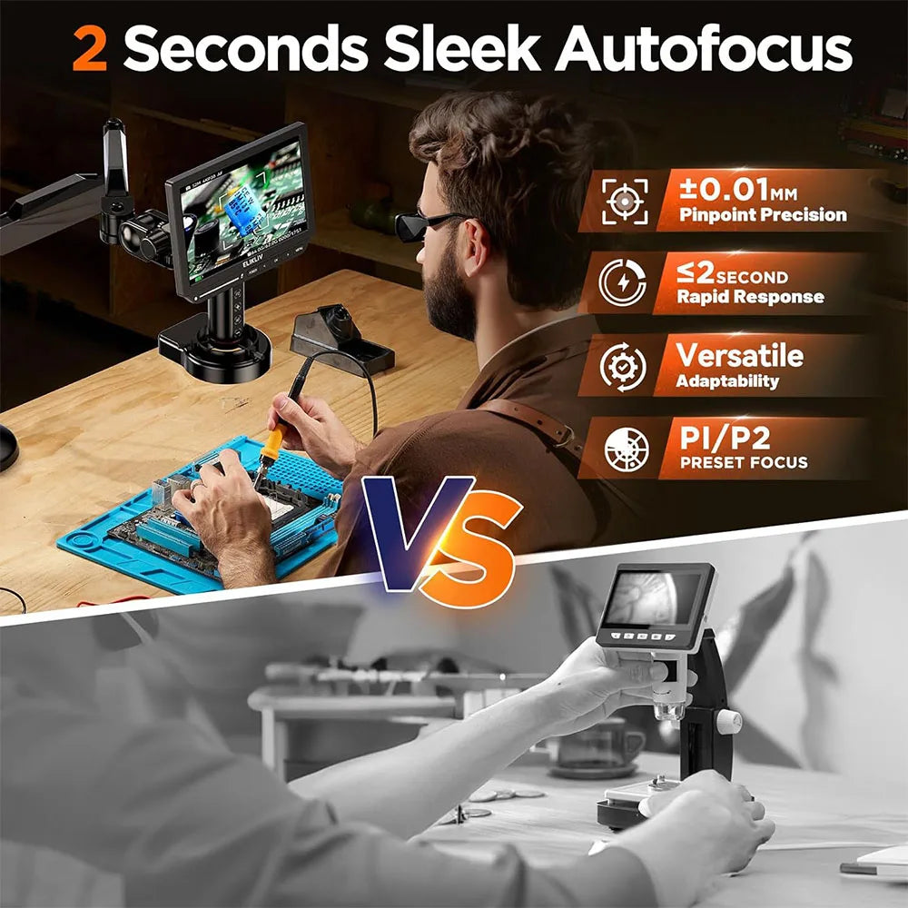 Elikliv EM4K-AF Flex Autofocus Digital Microscope 2000X HDMI