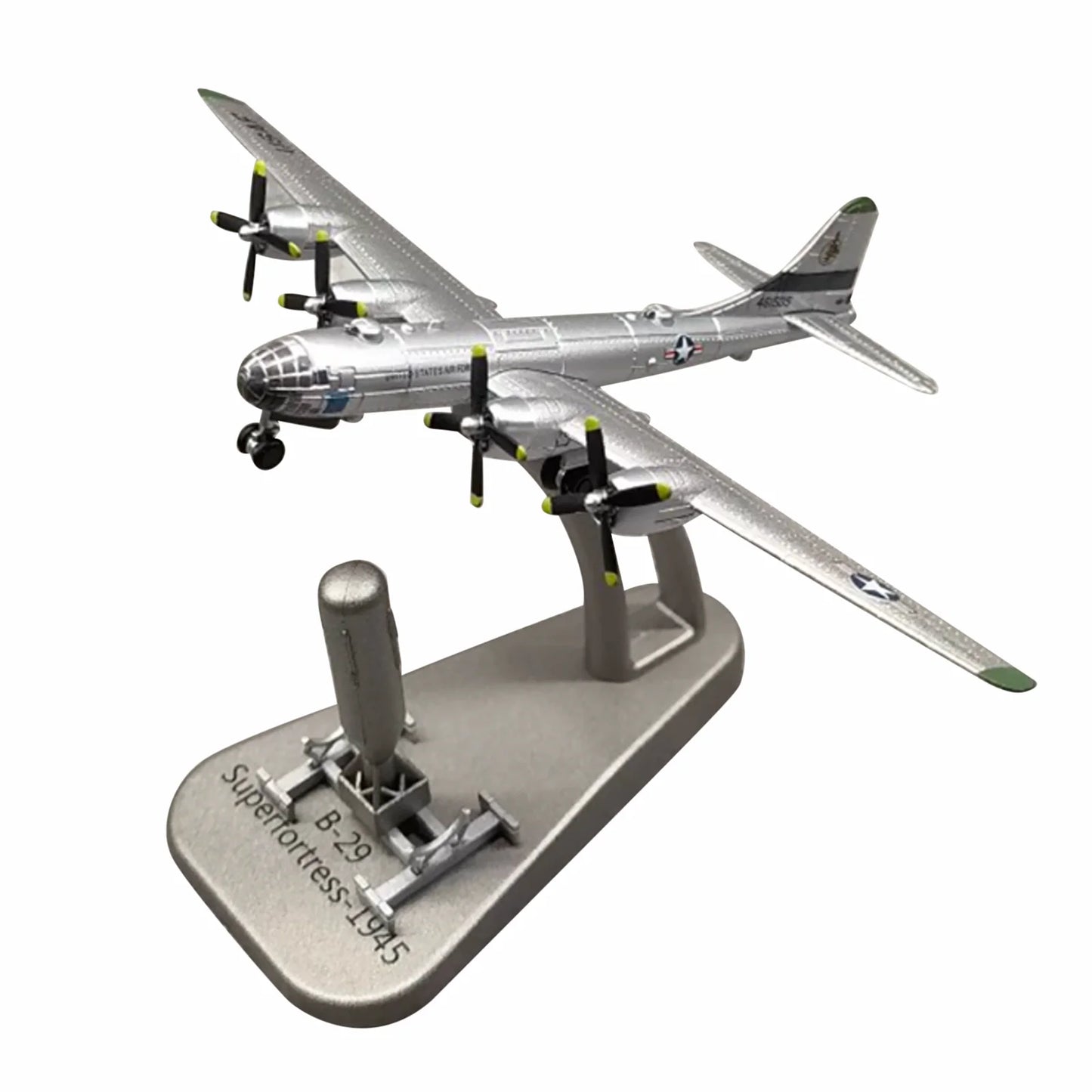 Die-cast 1:300 US B29 B-29 Superfortress Air Fortress Bomber Aircraft Alloy Diecast Model w/Little Boy Missile Model Kit Collect