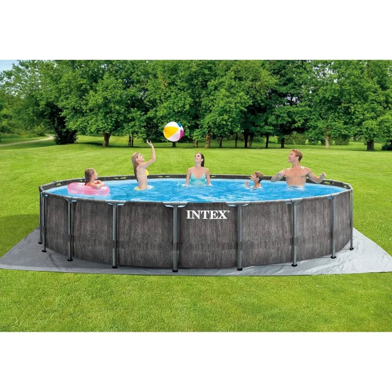 Prism Frame Round Above Ground Pool Set With Filter Pump