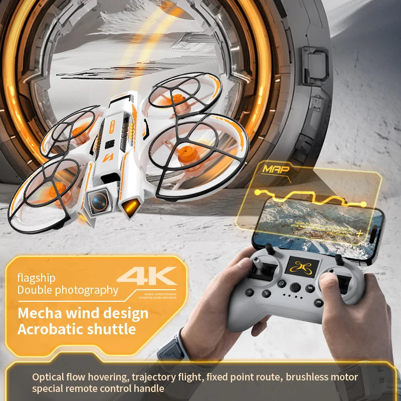 4K HD Dual Camera Drone for Adults, Foldable GPS RC Quadcopter with Screen Remote Control, Brushless Motor, Real-time Transmission, Beginner-Friendly Aerial Photography Drone
