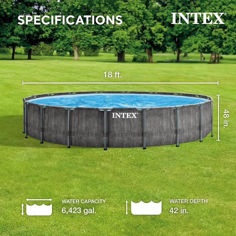 Prism Frame Round Above Ground Pool Set With Filter Pump