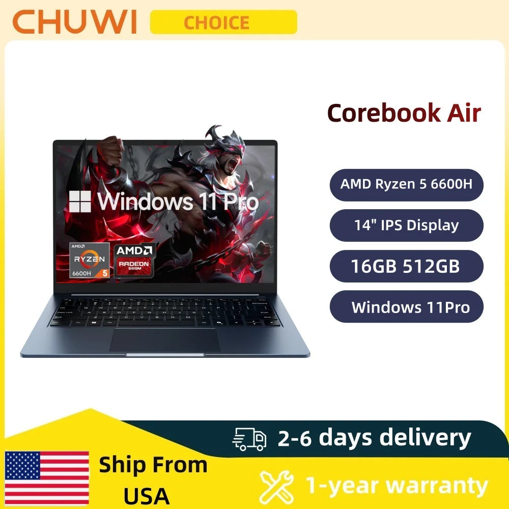 CHUWI Corebook Air Ryzen 5 6600H Ultrathin Laptop Notebook