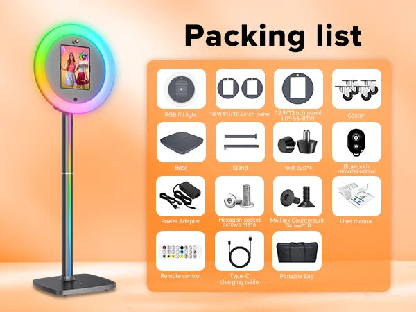 Neson iPad Photo Booth Machine With RGB Ring Light And APP Control