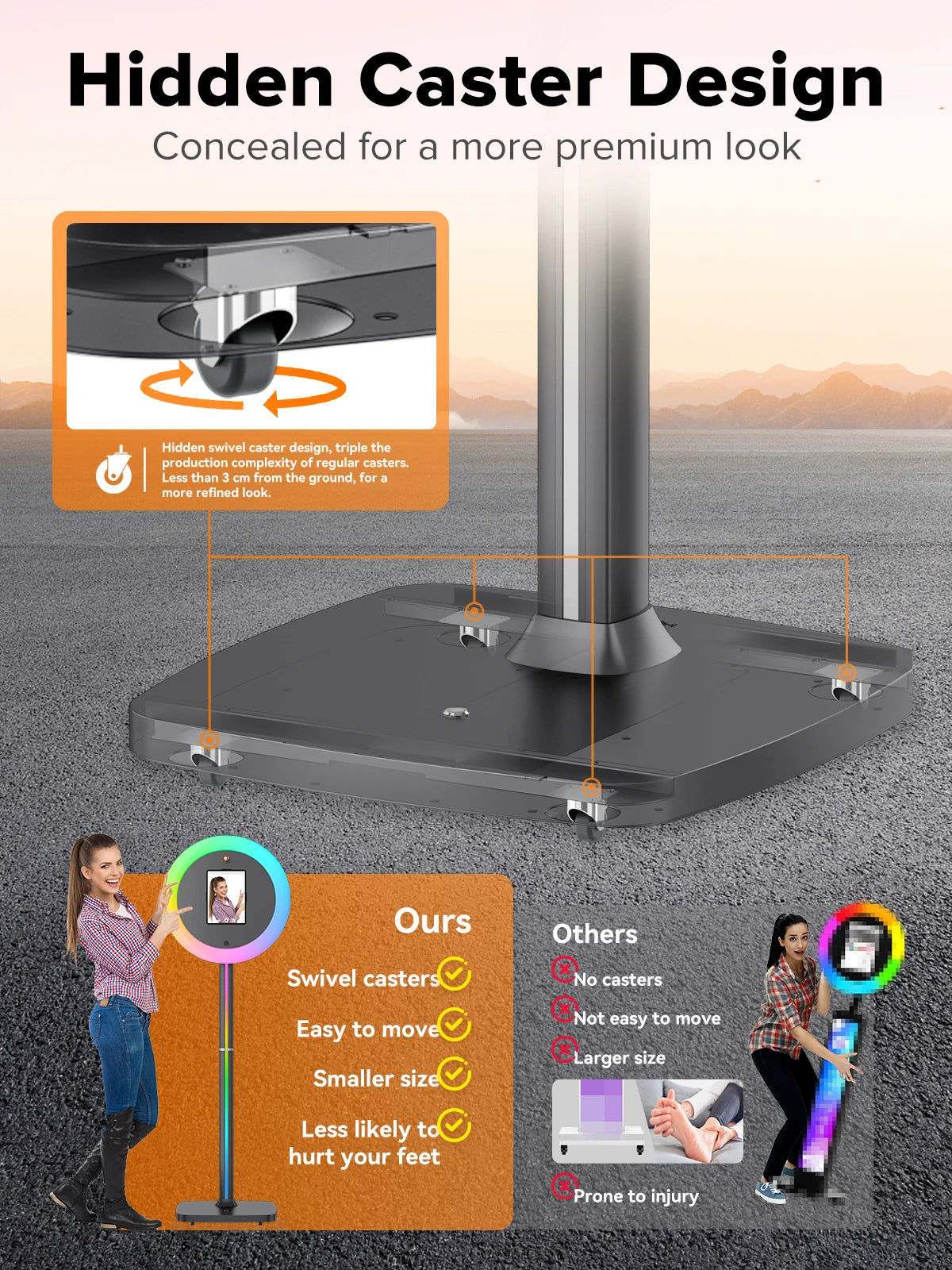 Neson iPad Photo Booth Machine With RGB Ring Light And APP Control