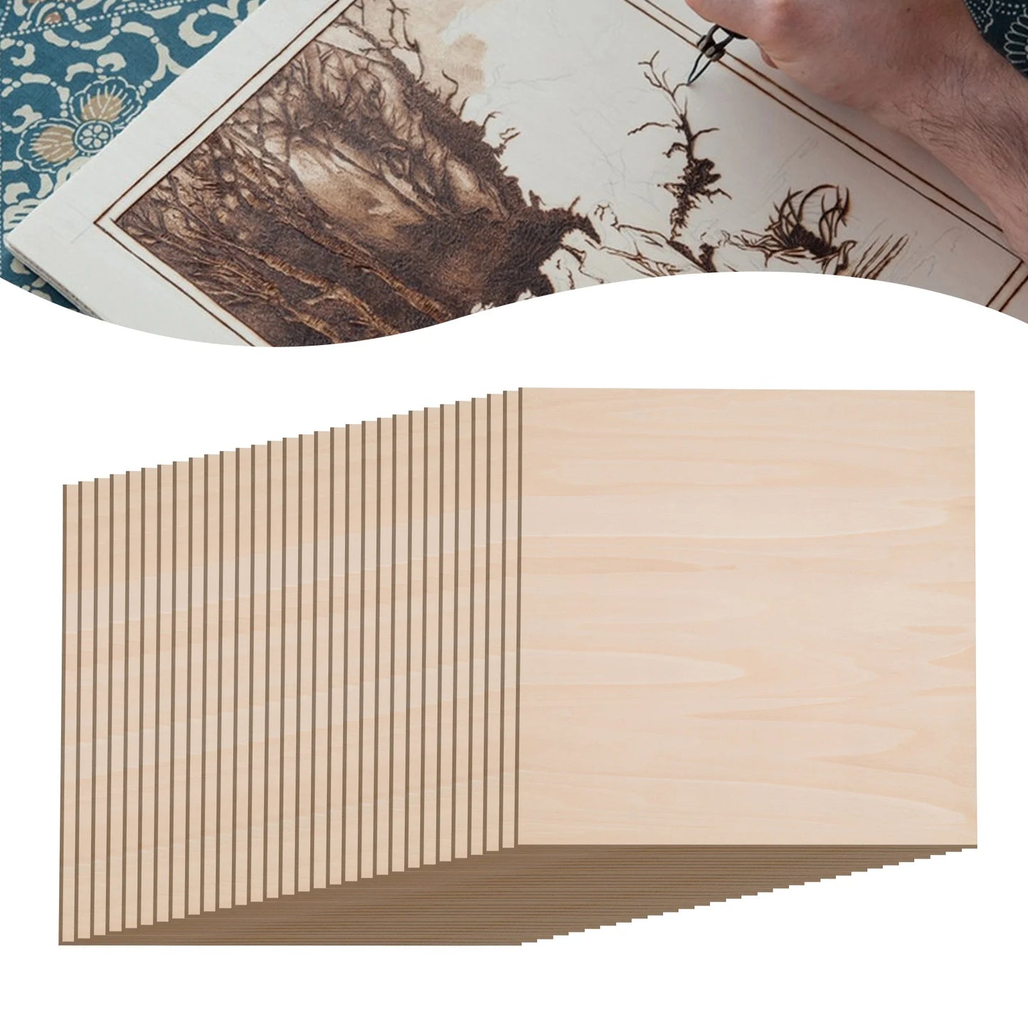 30Pcs Basswood Sheets 3mm Thick, 30x30cm/40x40cm Board for Wood DIY Home Decor, Square Blank Wooden Plywood Panels for Engraving
