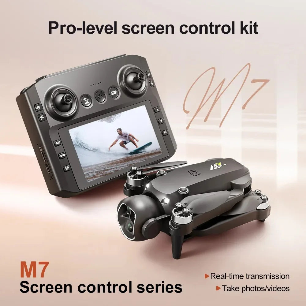 Dual Camera Screen-Controlled Brushless Motor RC Airplane Toy Foldable Drone for Aerial Photography