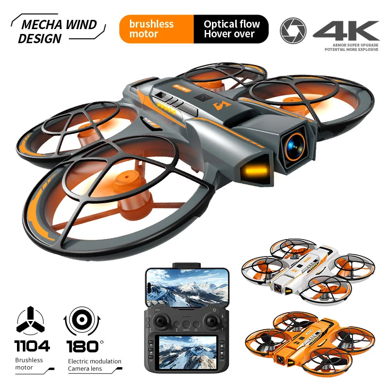 Foldable Drone with 4K Dual Cameras, Active Obstacle Avoidance, Brushless Motor, Optical Flow Localization