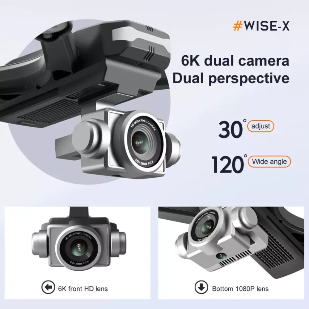 V14 Professional Drone, 3 Batteries, 6K HD Dual Camera, WiFi FPV Live Video, Portable RC Quadcopter, 120° Wide-Angle Lens, Altitude Hold, Gesture Control, 3D Flip, Foldable Design, Long Endurance, Suitable for Adults Beginne