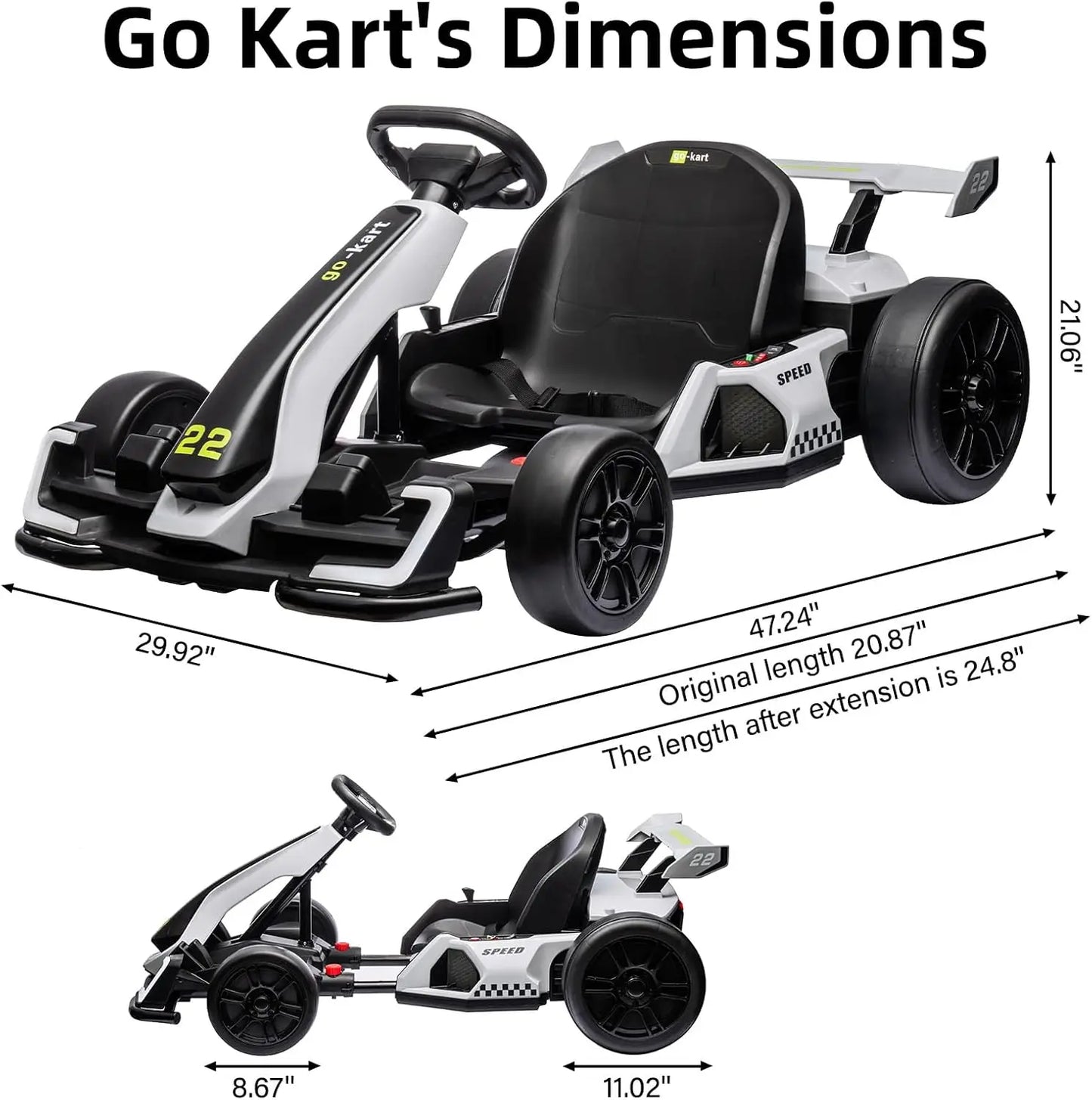 TWISTER.CK 24V Kids Electric Go Kart With Adjustable Seat