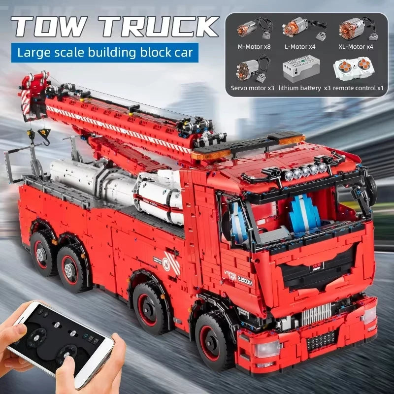 10966PCS Technical Motorized Tow Truck MKII Building Block MOC-29848 Mobile Crane Model Bricks Toys For Kids Christmas Gifts