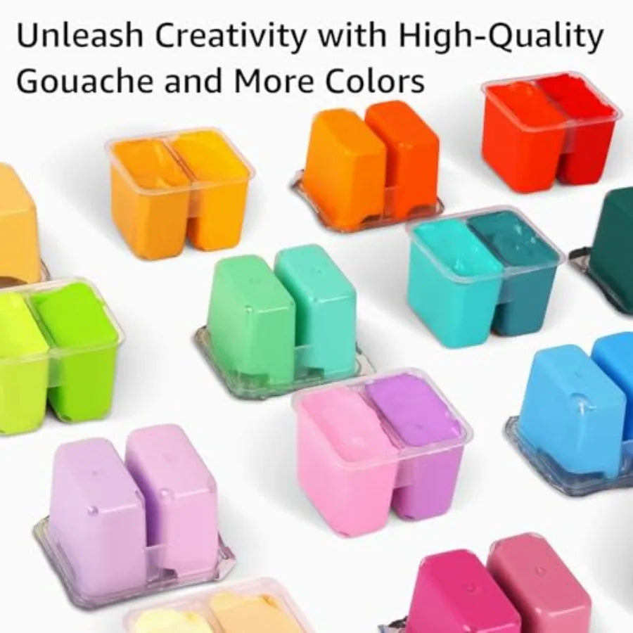 HIMI Gouache Paint Set, x 12g Twin Jelly Cup Design with Portable Case, Non-Toxic, Opaque Professional Paint for Canvas and Wat