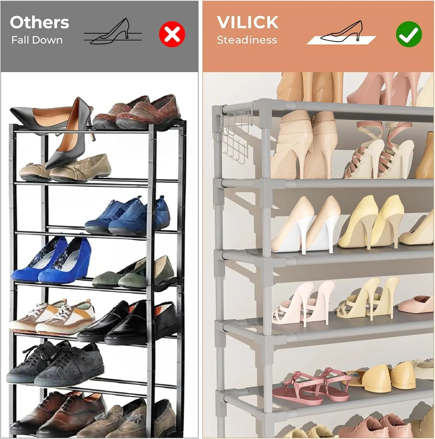 11-Tier Metal Shoe Rack Large Capacity For Closet Durable