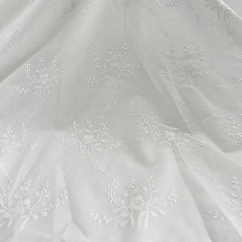 Embroidery Lace 100% Cotton Fabric Water Soluble Hollow Small Flower For Sewing Dress Clothes DIY Handmade Crafting By Half Yard