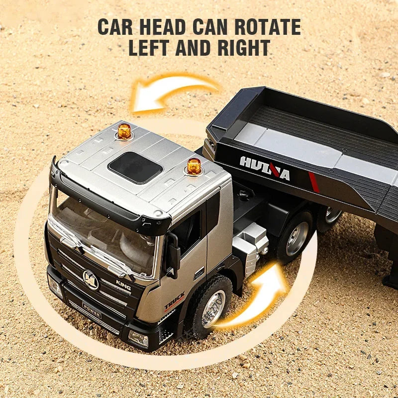 RC Trailer Truck Huina 1318 1/24 Tractor 2.4G Remote Control Construction Radio Control Flatbed RC Truck Toys For Boys Kids Gift