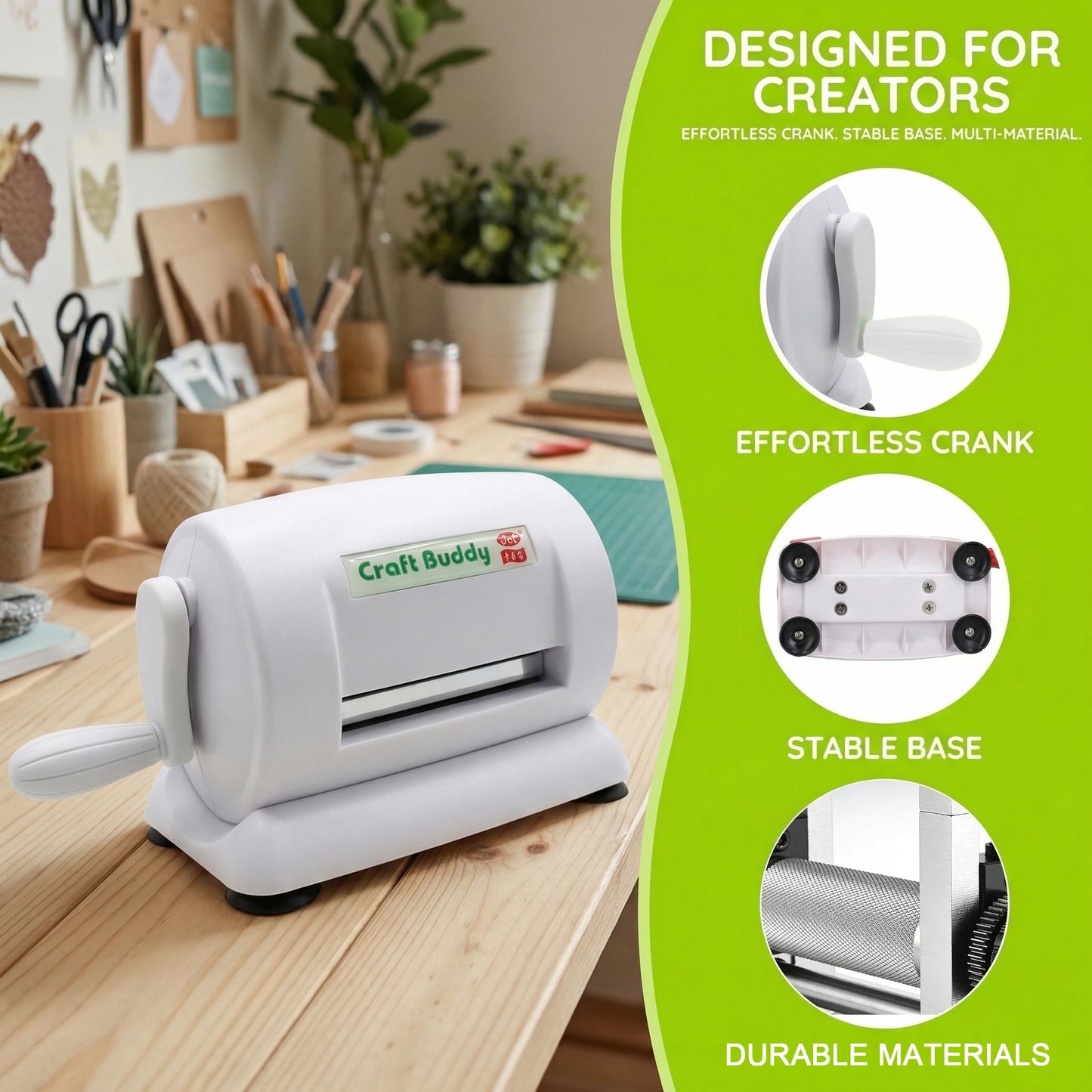 Craft Buddy Manual Die Cutting & Embossing Machine – 2-in-1 Portable Hand Crank Paper Cutter for Scrapbooking, Card Making, DIY