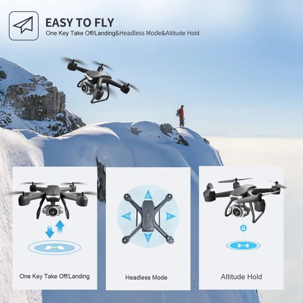 V14 Professional Drone, 3 Batteries, 6K HD Dual Camera, WiFi FPV Live Video, Portable RC Quadcopter, 120° Wide-Angle Lens, Altitude Hold, Gesture Control, 3D Flip, Foldable Design, Long Endurance, Suitable for Adults Beginne
