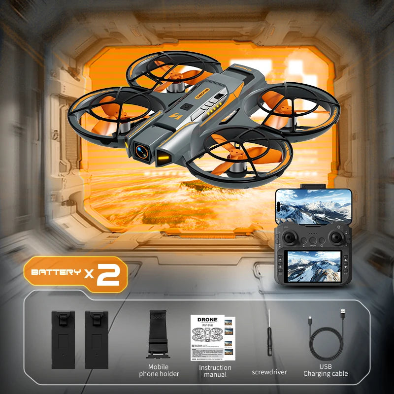 Foldable Drone with 4K Dual Cameras, Active Obstacle Avoidance, Brushless Motor, Optical Flow Localization