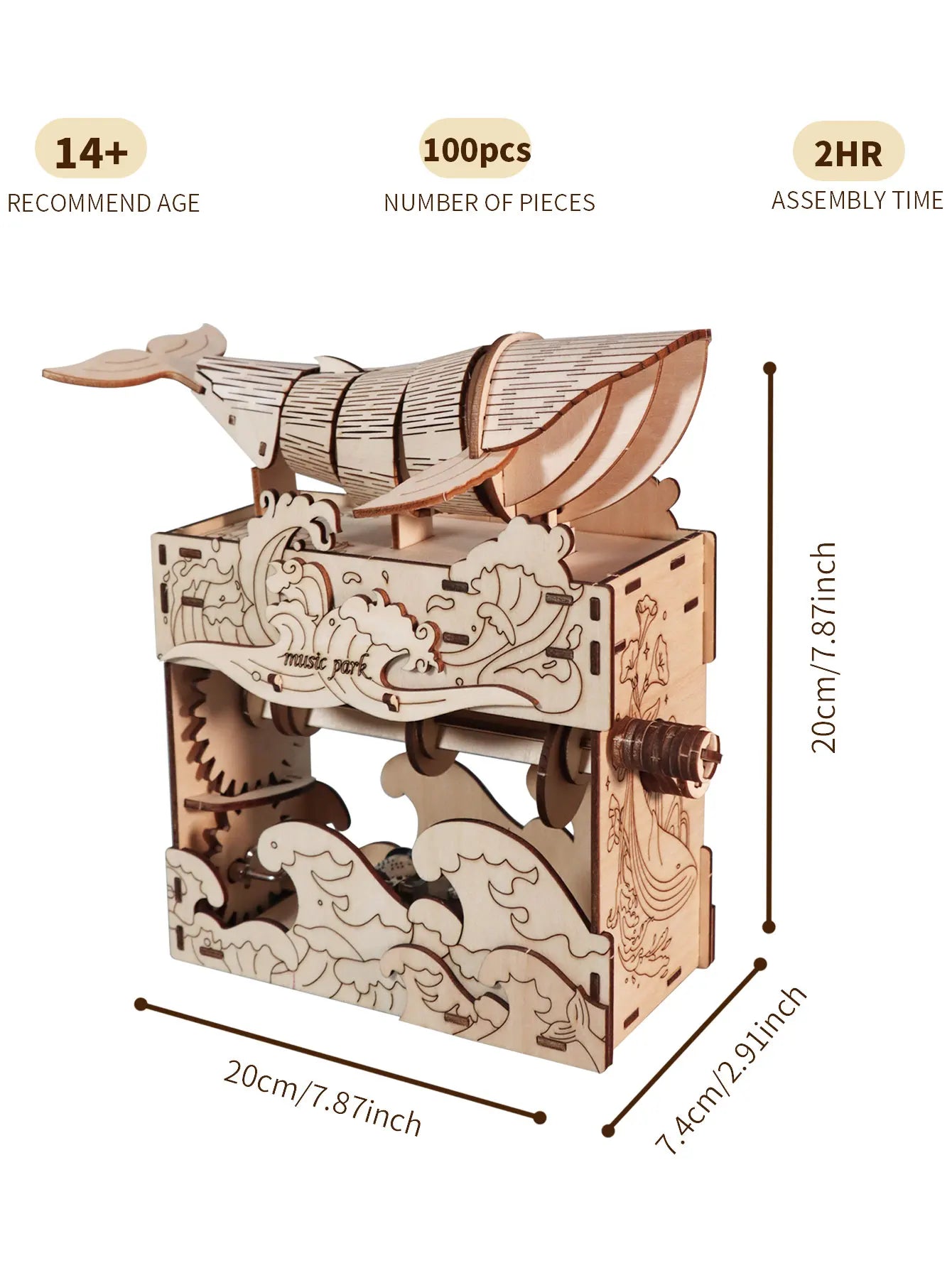 Hand Whale 3D Wooden Puzzle Music Box For Adults Collectors