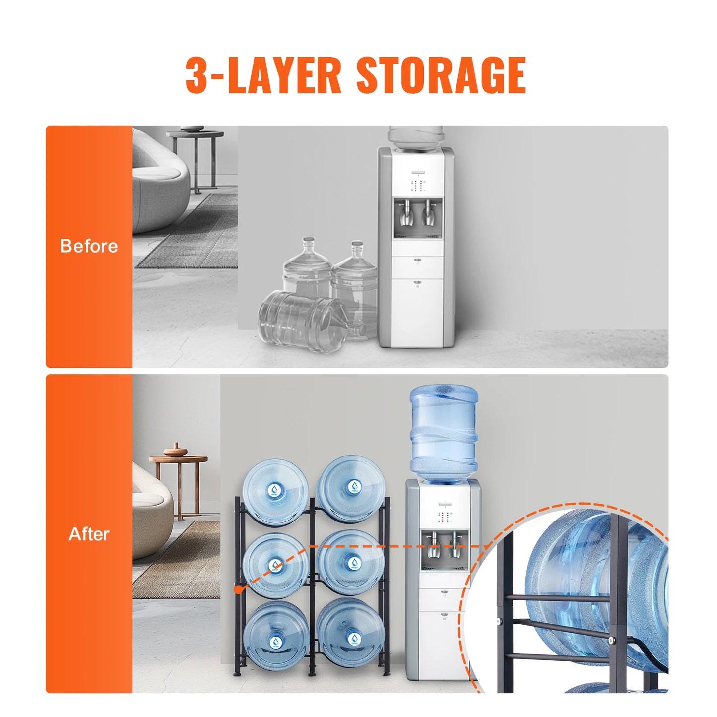 SucceBuy Multi-Tier Water Bottle Rack For Kitchen And Office