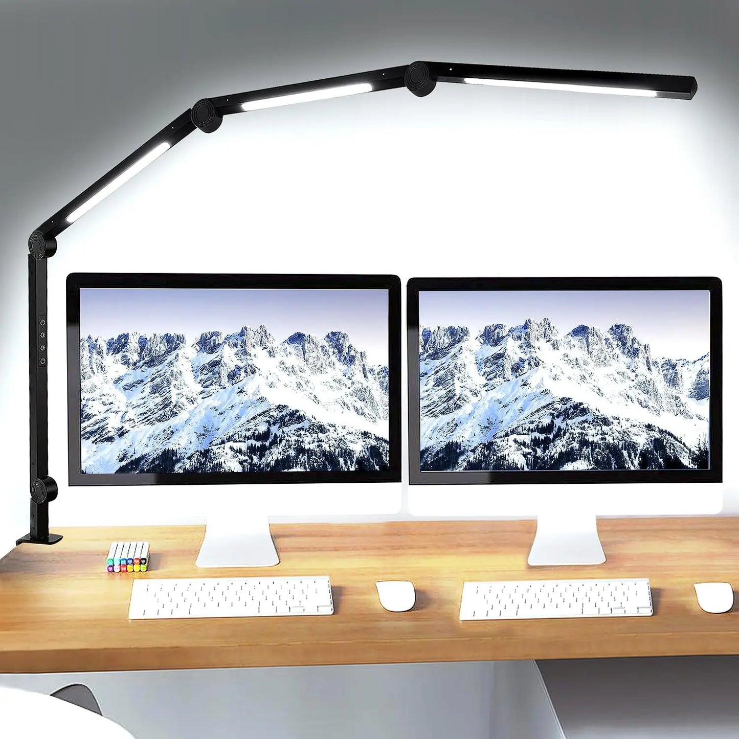 LED Desk Lamp With Clamp Dimmable Swing Arm Brightness Modes