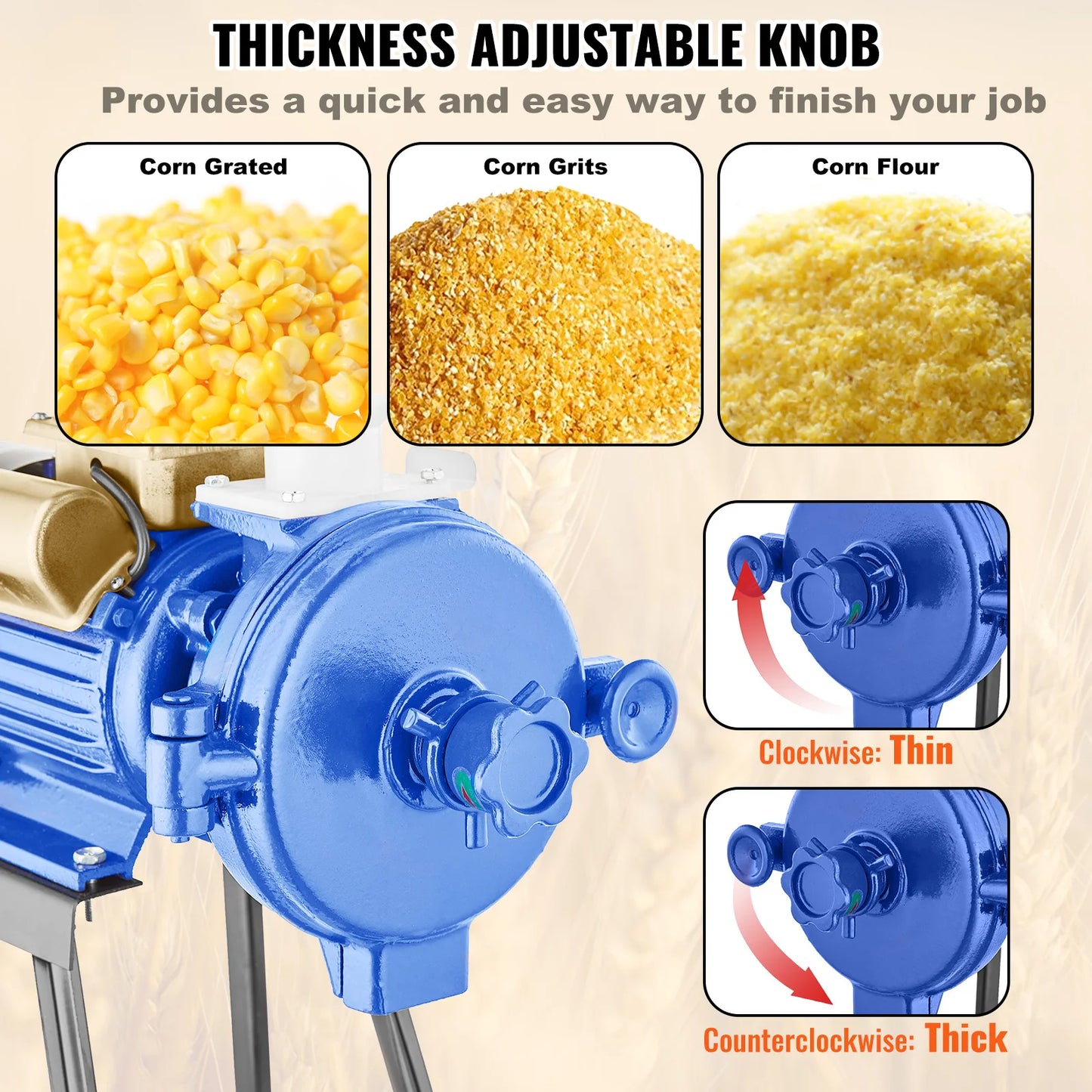 VEVOR 3000W Electric Grain Mill Grinder For Wheat And Corn