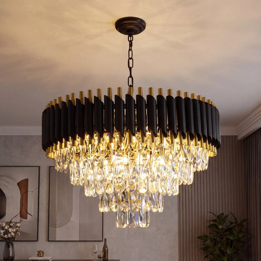 Dimmable 5 Tier Round K9 Crystal Chandelier For Living Room