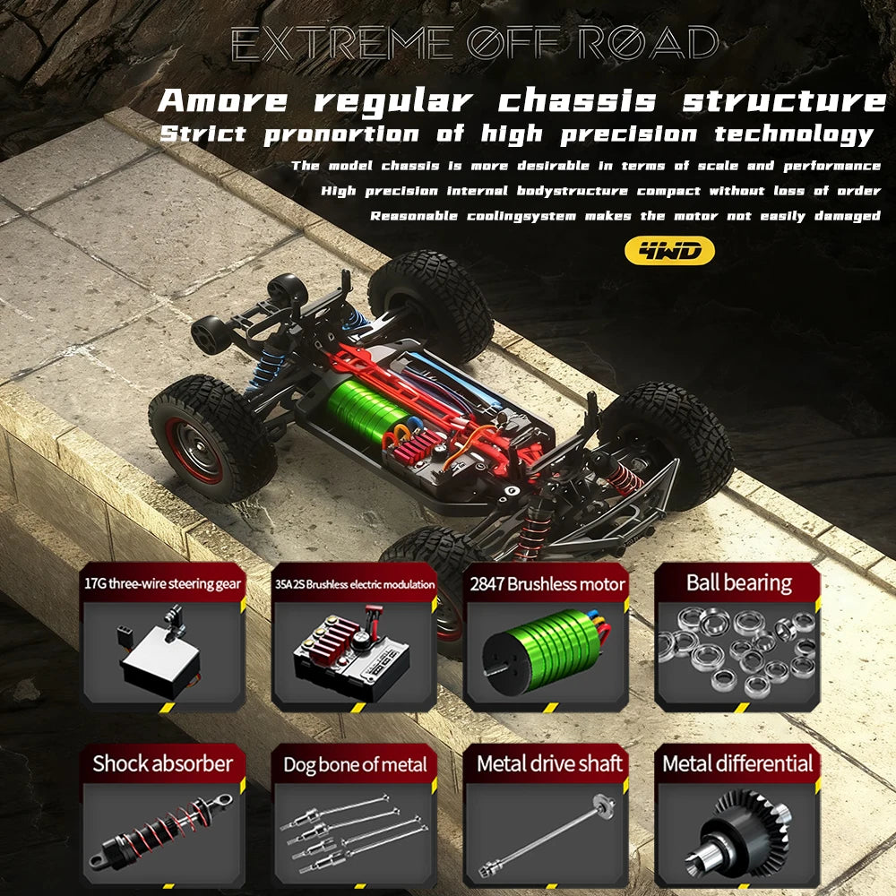 Q130B 4WD RC Car 70km/h High Speed Brushless Motor Off-Road Truck 2.4G Remote Control Vehicle Racing Car Toys for Adults Kids