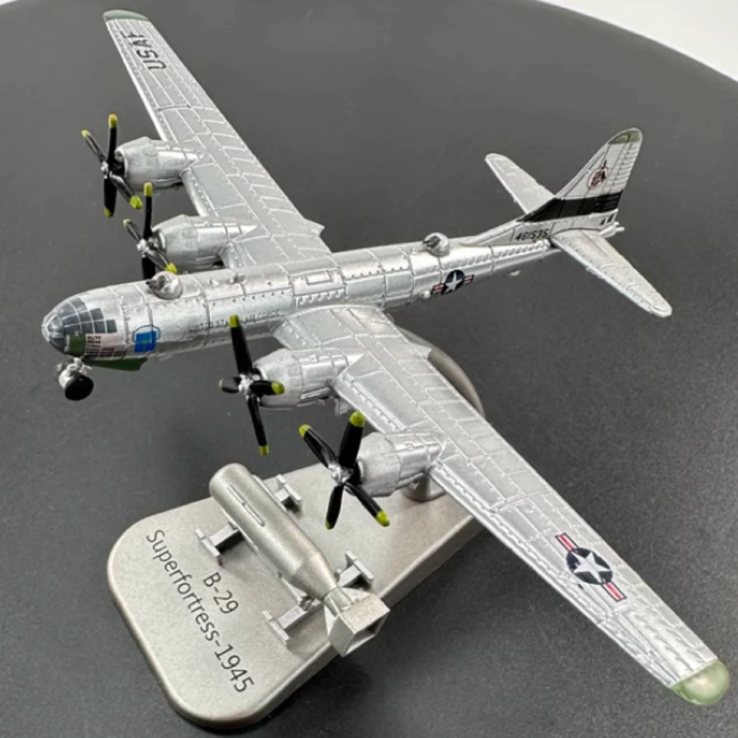 Die-cast 1:300 US B29 B-29 Superfortress Air Fortress Bomber Aircraft Alloy Diecast Model w/Little Boy Missile Model Kit Collect