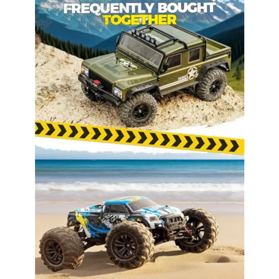 RC crawler for adults: army green 4WD remote control car with waterproof off-road design, 2-speed transmission, high torque bru