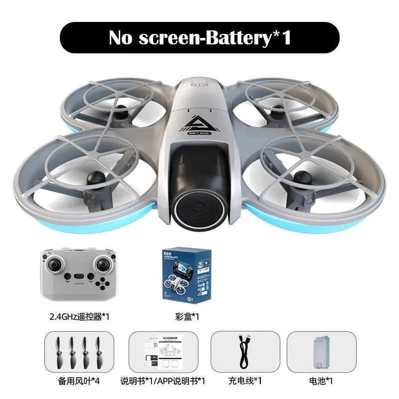 Screen-Controlled Aerial Drone with Dual Cameras, Optical Flow Positioning, Remote Control and RGB Lights - RC Flying Toy