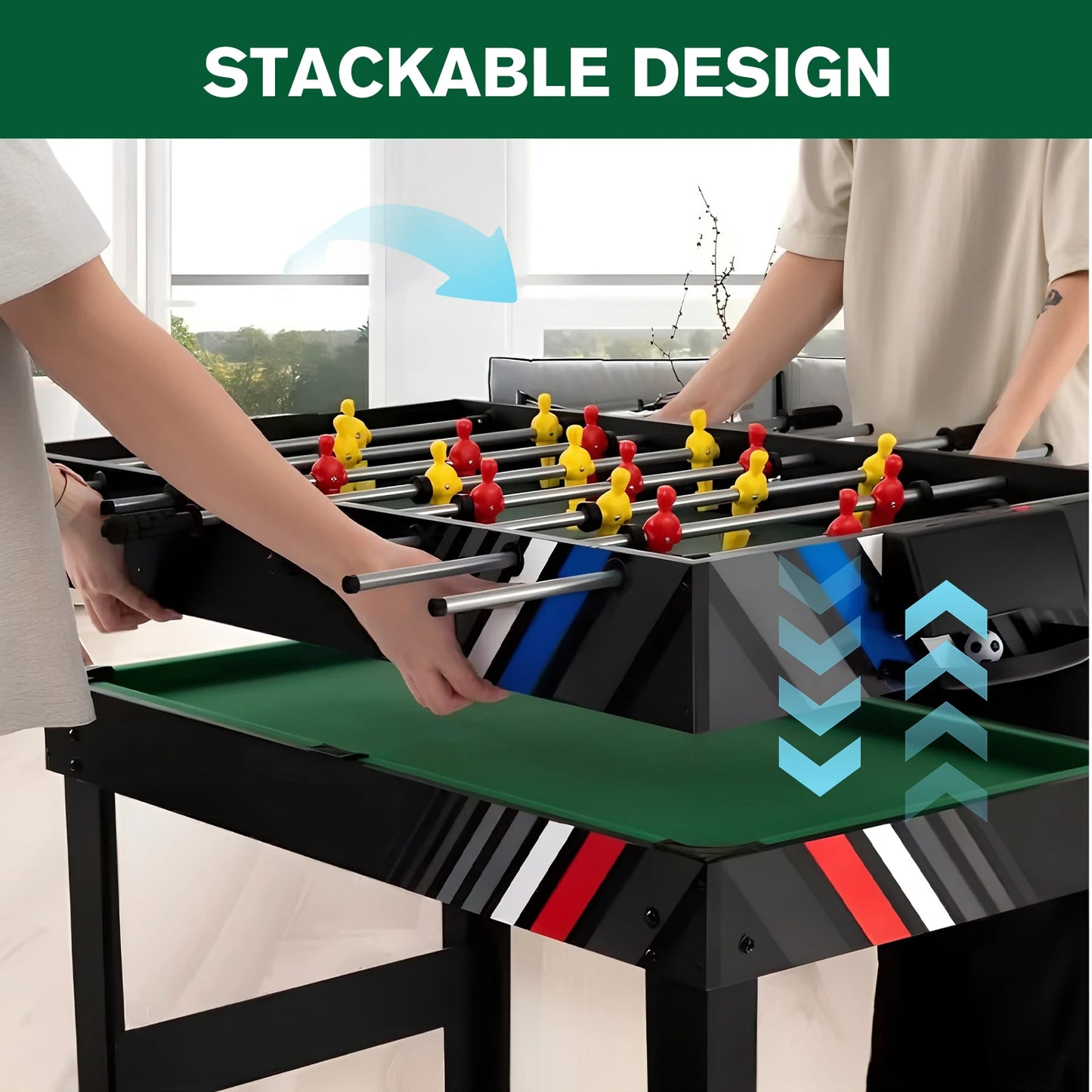 4-In-1 Multi Game Table with Football Billiards Ice Hockey Table Tennis Combo Game Table Set Wear Resist Combination Game Table