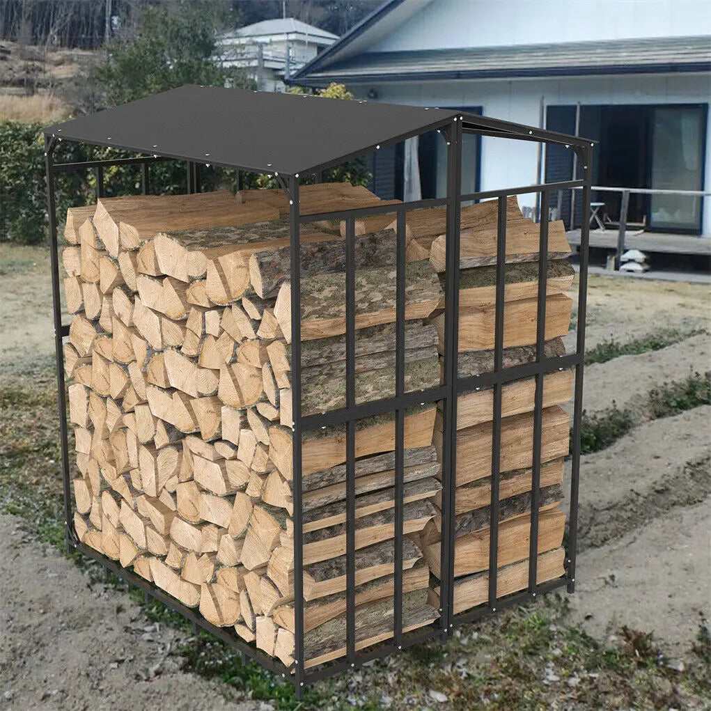 Heavy Duty Outdoor Firewood Storage Rack With Top Cover