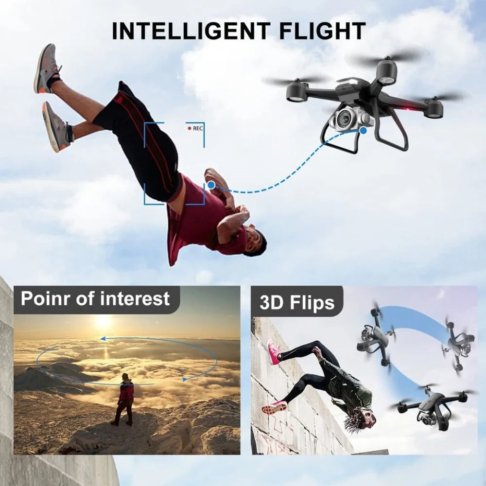 V14 Professional Drone, 3 Batteries, 6K HD Dual Camera, WiFi FPV Live Video, Portable RC Quadcopter, 120° Wide-Angle Lens, Altitude Hold, Gesture Control, 3D Flip, Foldable Design, Long Endurance, Suitable for Adults Beginne