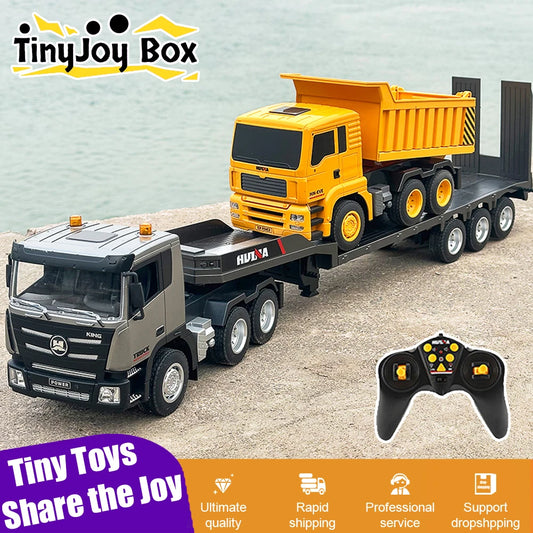 RC Trailer Truck Huina 1318 1/24 Tractor 2.4G Remote Control Construction Radio Control Flatbed RC Truck Toys For Boys Kids Gift