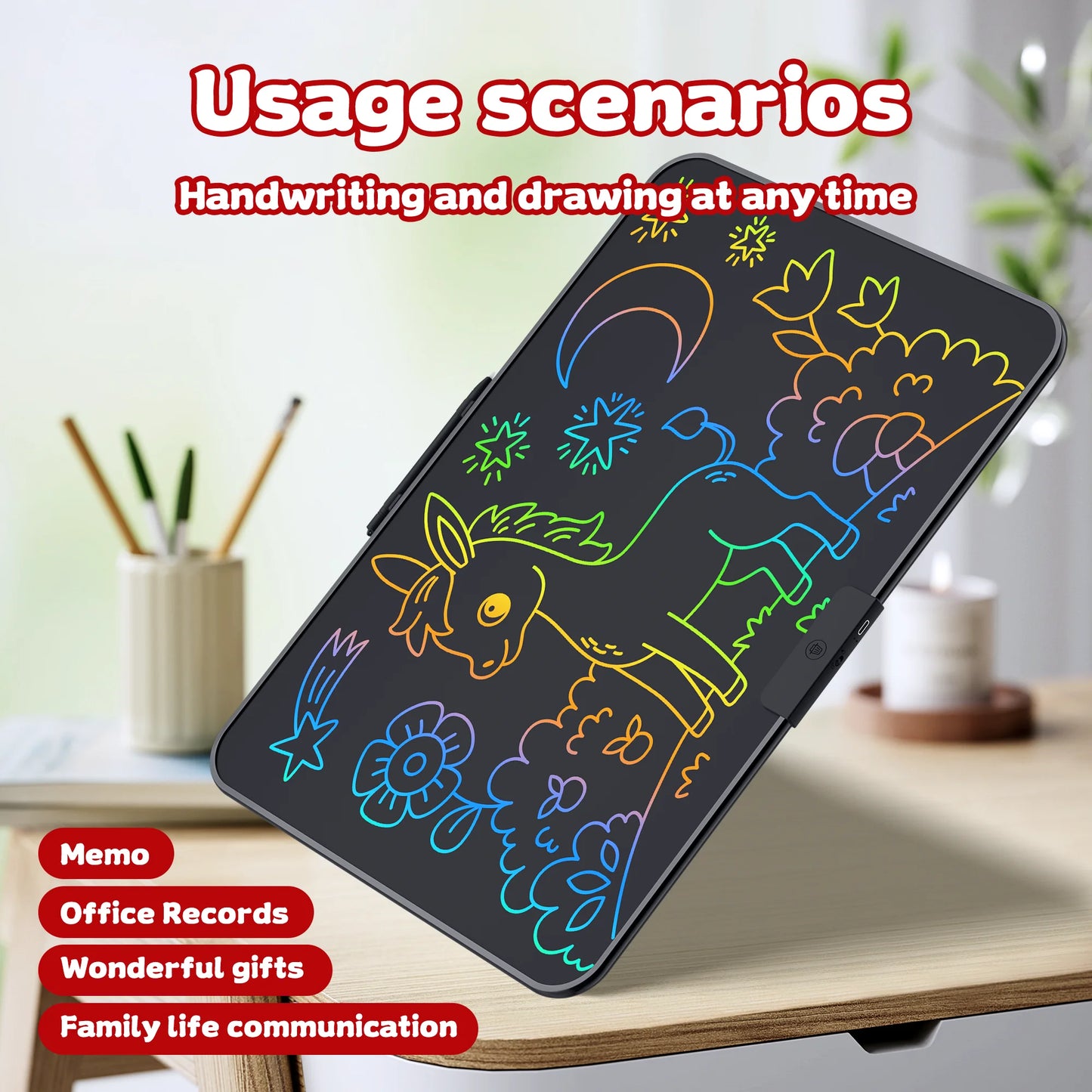 22 Inch LCD Writing Tablet for Kids, Colorful Electronic Drawing Board, Rechargeable Digital Doodle Pad, Learning Writing Board