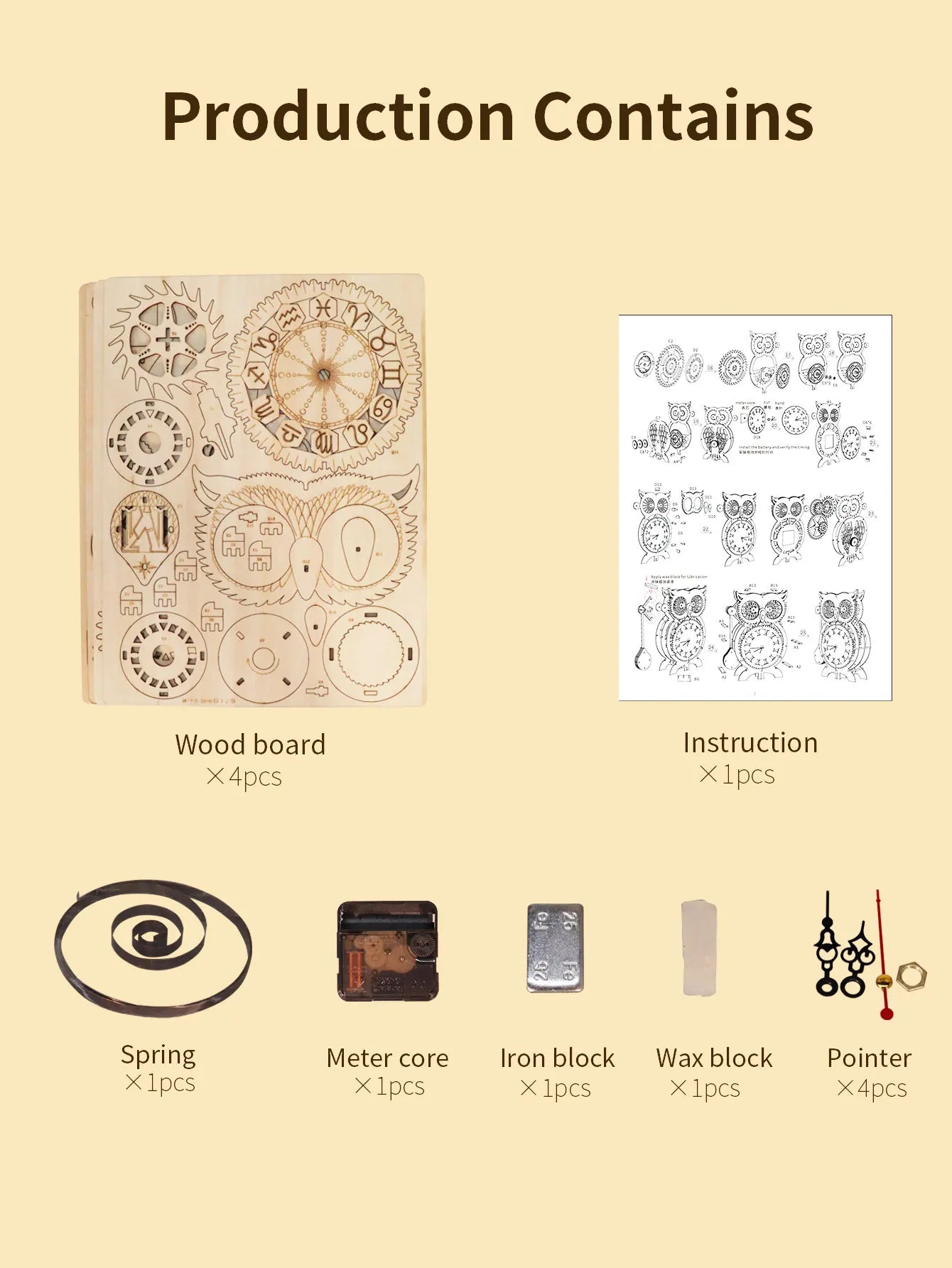 Music Park 3D Wooden Puzzle Owl Clock Model Build Kit