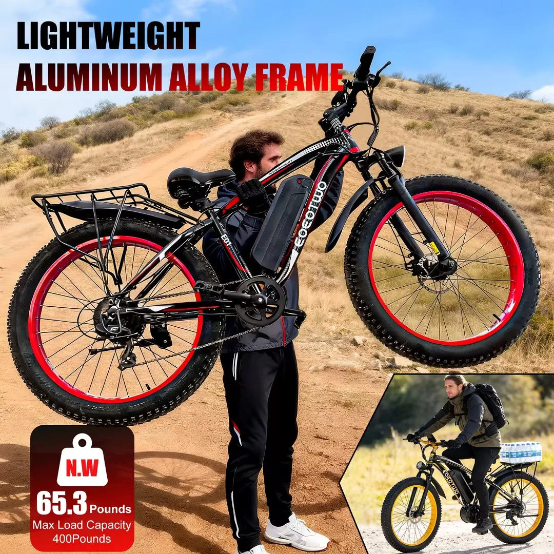EOEOTWO 1500W Electric Fat Tire Bike 34MPH Ebike