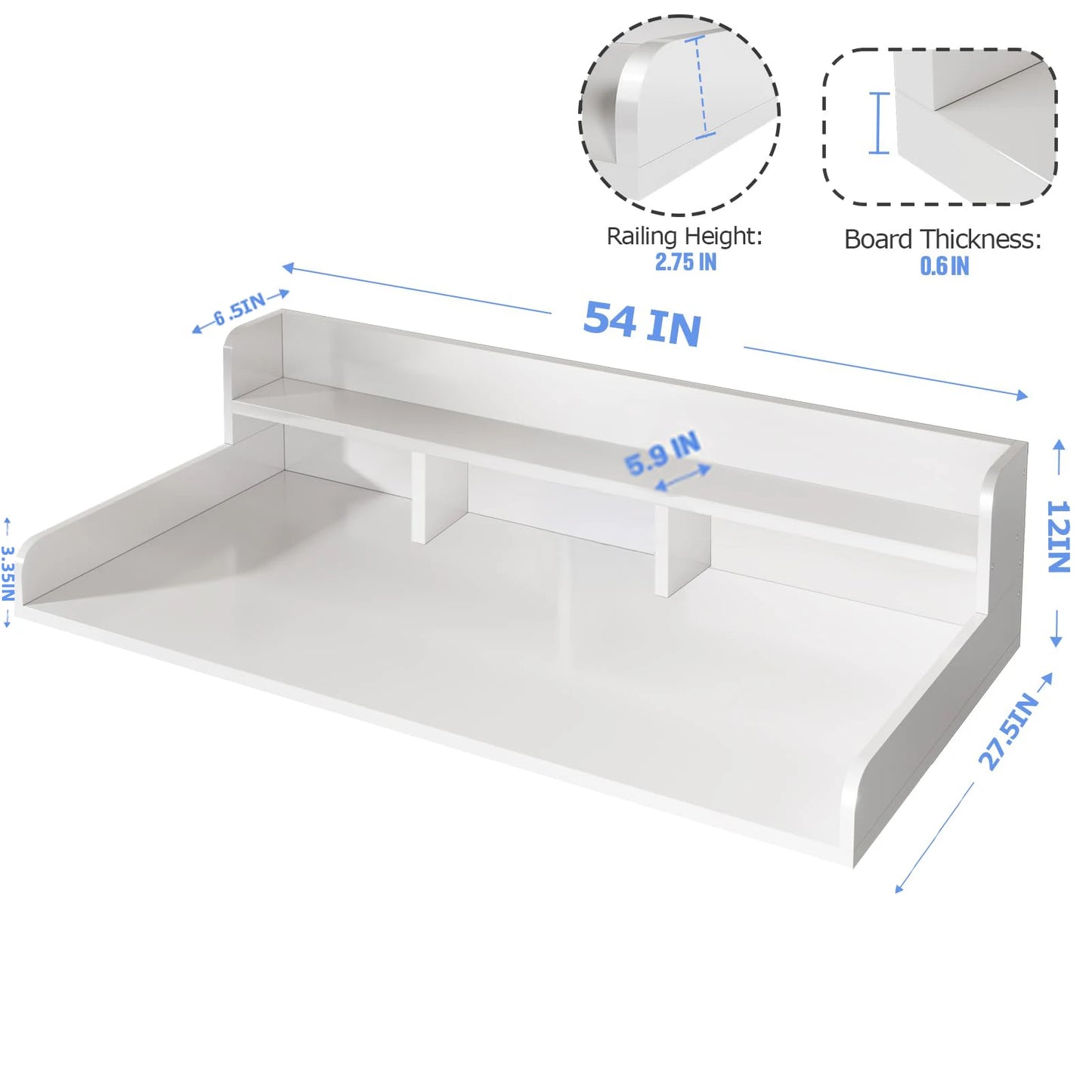 Washer Dryer Laundry Countertop With 2-Tier Storage Shelf & Edge Rails, Laundry Over Washing Top Protector For Washer And Dryer