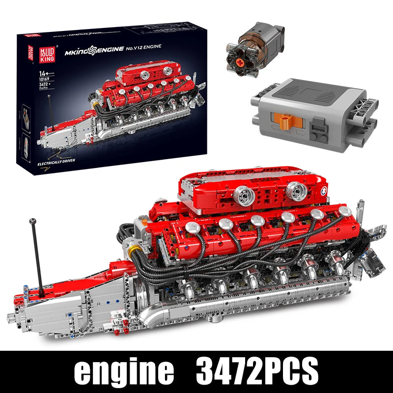 MOULD KING The Speed Car V12 Engine Building Block Set