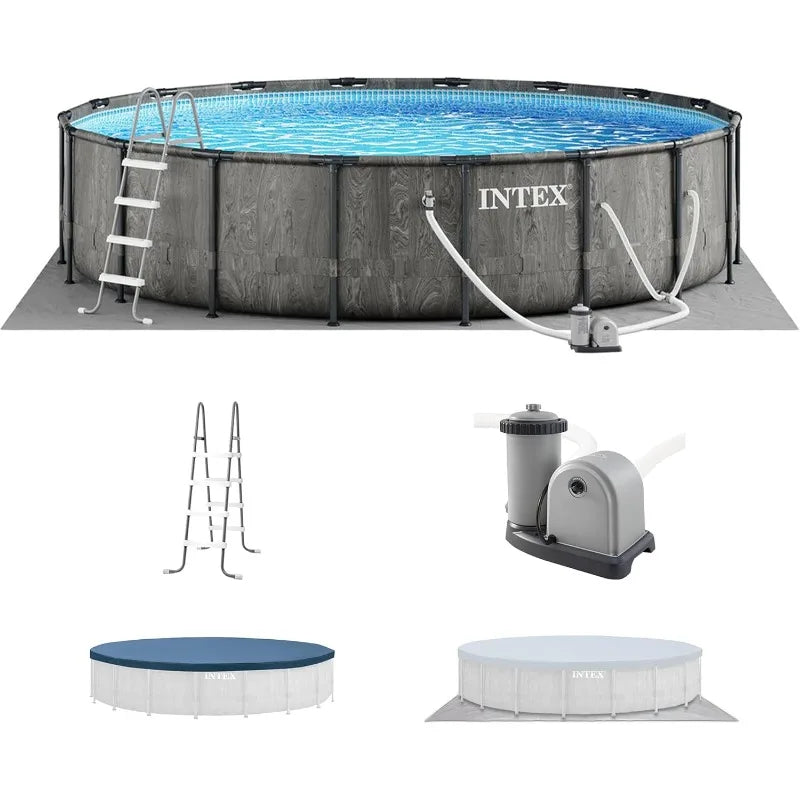 Prism Frame Round Above Ground Pool Set With Filter Pump