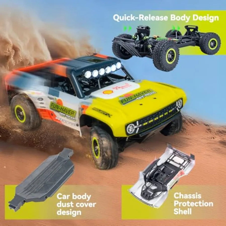 FMS 1/18 FSC18 Ford Bronco RTR EB, Brushed RC Short Course, Licensed by Ford, High Speed RC Truck, 4x4 Off-Road RC Car, Hobby R